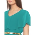 thumbnail image 4 of eloria Women's Georgette Frilled Design V Neck Sleevless Party Long Maxi Dress, Color : Teal | Size : XXL, 4 of 5