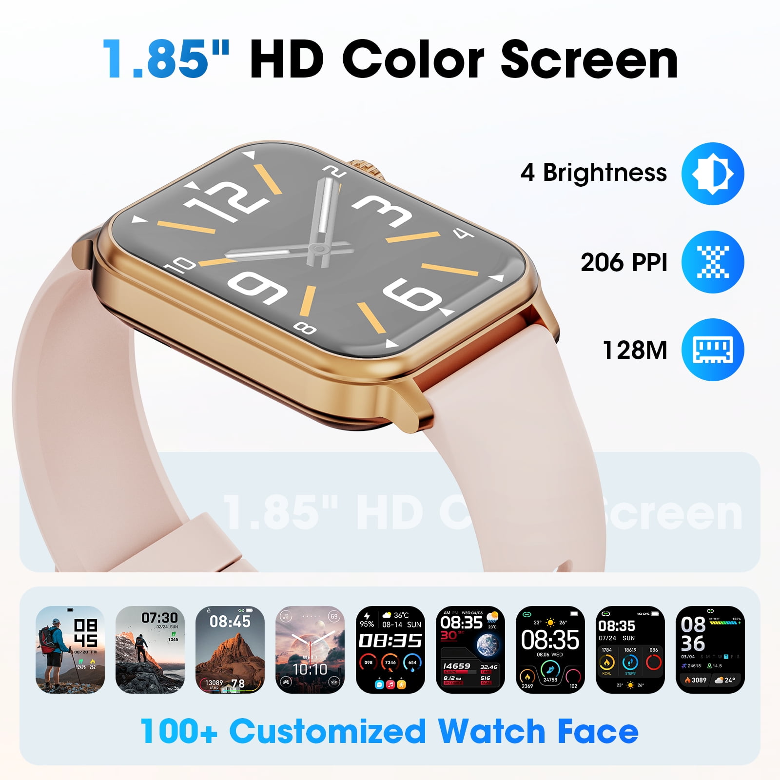Mingdaln 46mm Extra Large Battery Smartwatch, (Answer Make Calls/Standby Time 60 Days/120+ Sport Mode)fits for Android and iPhone Devices,perfect gift (Pink)