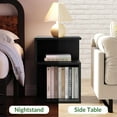 thumbnail image 4 of S Flip Minimalist 3 Tier End Table - Minimalist 3-Tier Wood Nightstand for Small Spaces with Open Storage - Japanese-Inspired Bedside Table for Bedroom (Reverse, Black), 4 of 10