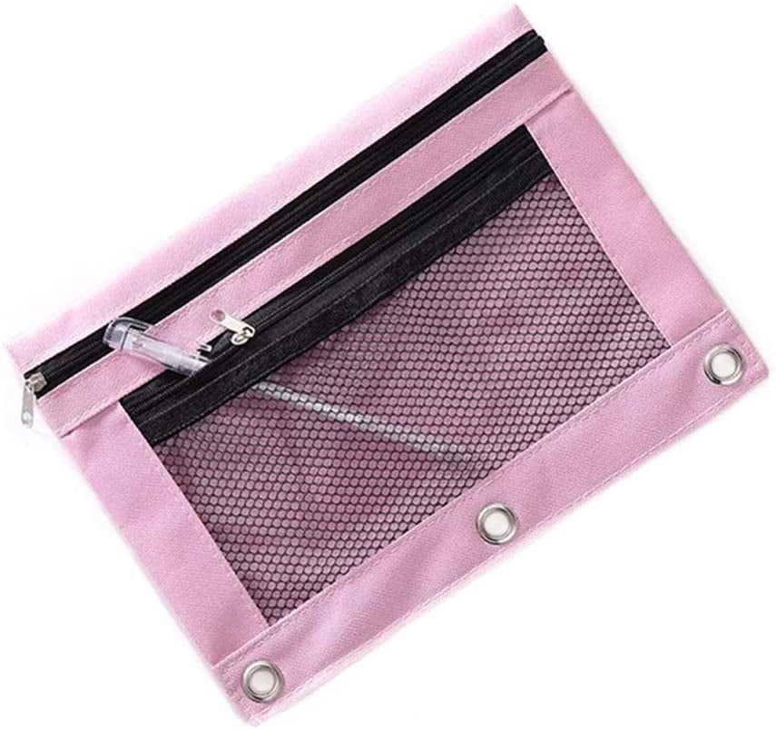 1 Pc Zippered Pencil Pouch with Rivet 3 Holes  School Pencil Office File Holder 