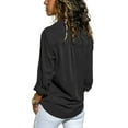 thumbnail image 3 of Frontwalk Button Down Shirts for Womens Casual Office Work Plain Tops Plus Size Roll Up Long Sleeve Blouse with Pockets, 3 of 3