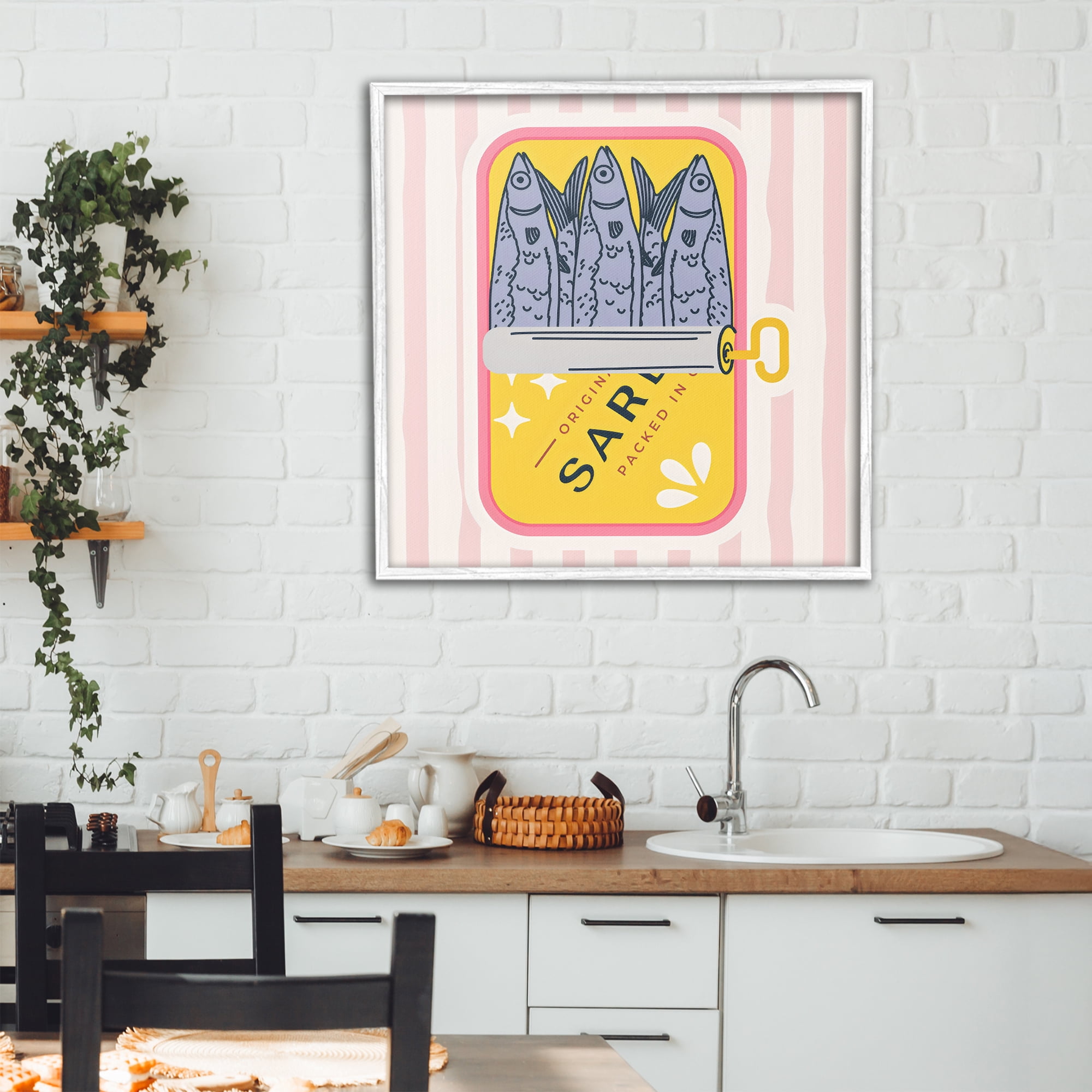 Stupell Industries Yellow Sardine Tin White Framed Giclee Art, design by Creative Studio