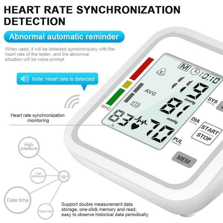  Blood Pressure Monitor Upper Arm, Smilecare Automatic Arm Blood  Pressure Monitors，Accurate BP & Pulse Rate Monitoring Meter with Adjustable  Wide Cuff 22-42cm, Middle Size Warm Backlit Display : Health & Household
