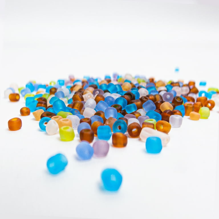 Over 1600 Frosted Sea Glass Look Seed Beads 6/0 for Jewelry Making Supplies  for Adults - Blue Colors Czech Glass Beads for Bracelets, Necklaces, Crafts  and DIY - 8 Color Bead Kit 
