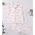 thumbnail image 5 of Tnhcen Women's Cute Cartoon Dog Print Pajama Set, 2-Piece Summer Pajamas Short Sleeve Button Down Top & Elastic Waist Shorts, Soft Loose Fit Sleepwear Loungewear S-2XL, 5 of 8