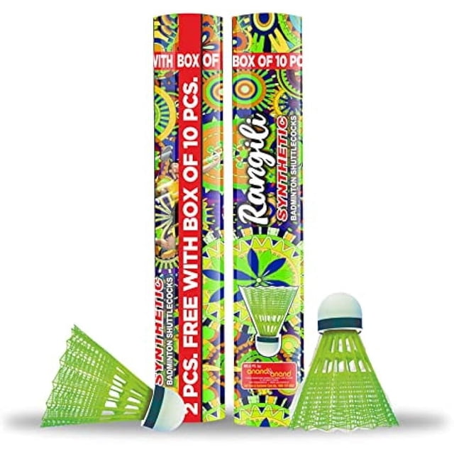 Laserguru Rangili Synthetic Crown And First Grade Eva Bottom Badminton Nylon Shuttlecock | Green Pack Of 12