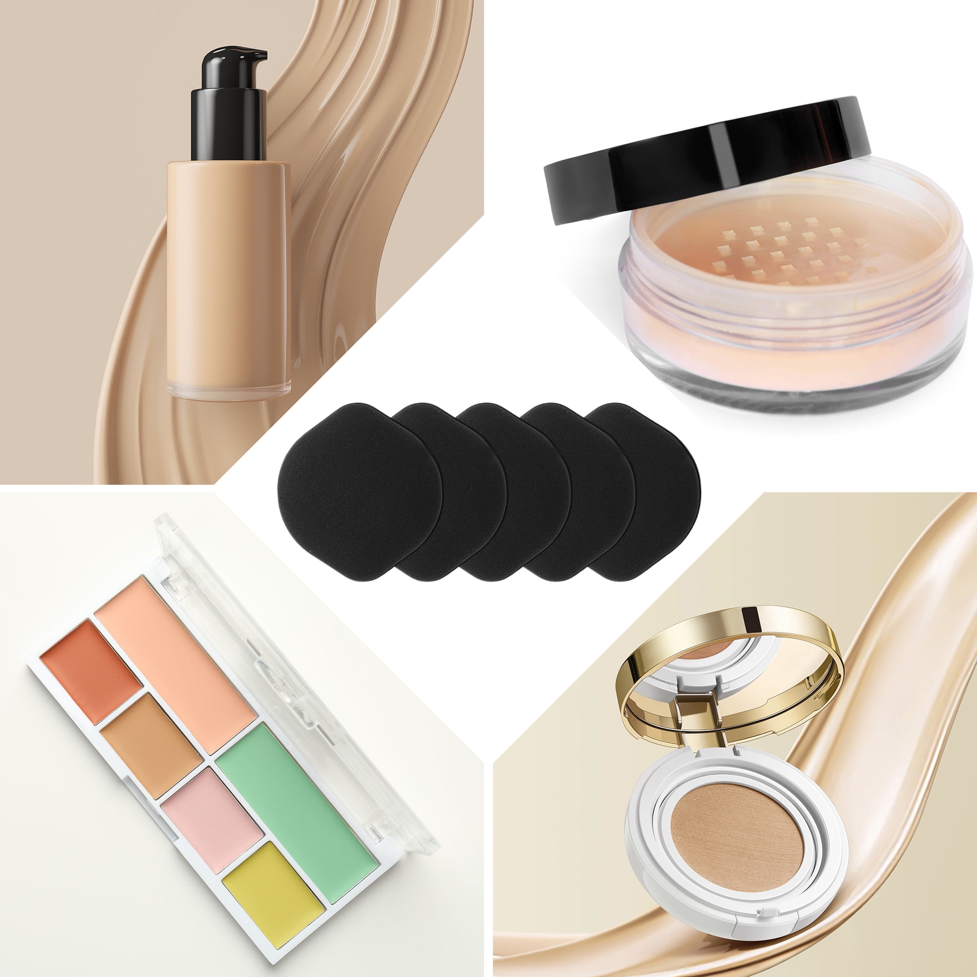 Unique Bargains 5 Pcs Gourd Shape Face Makeup Sponge for Travel Black