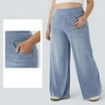 thumbnail image 4 of Women's High Rise Wide Leg Jeggings Stretch Pull On Jeans Pants Soft Denim With Pockets, 4 of 7