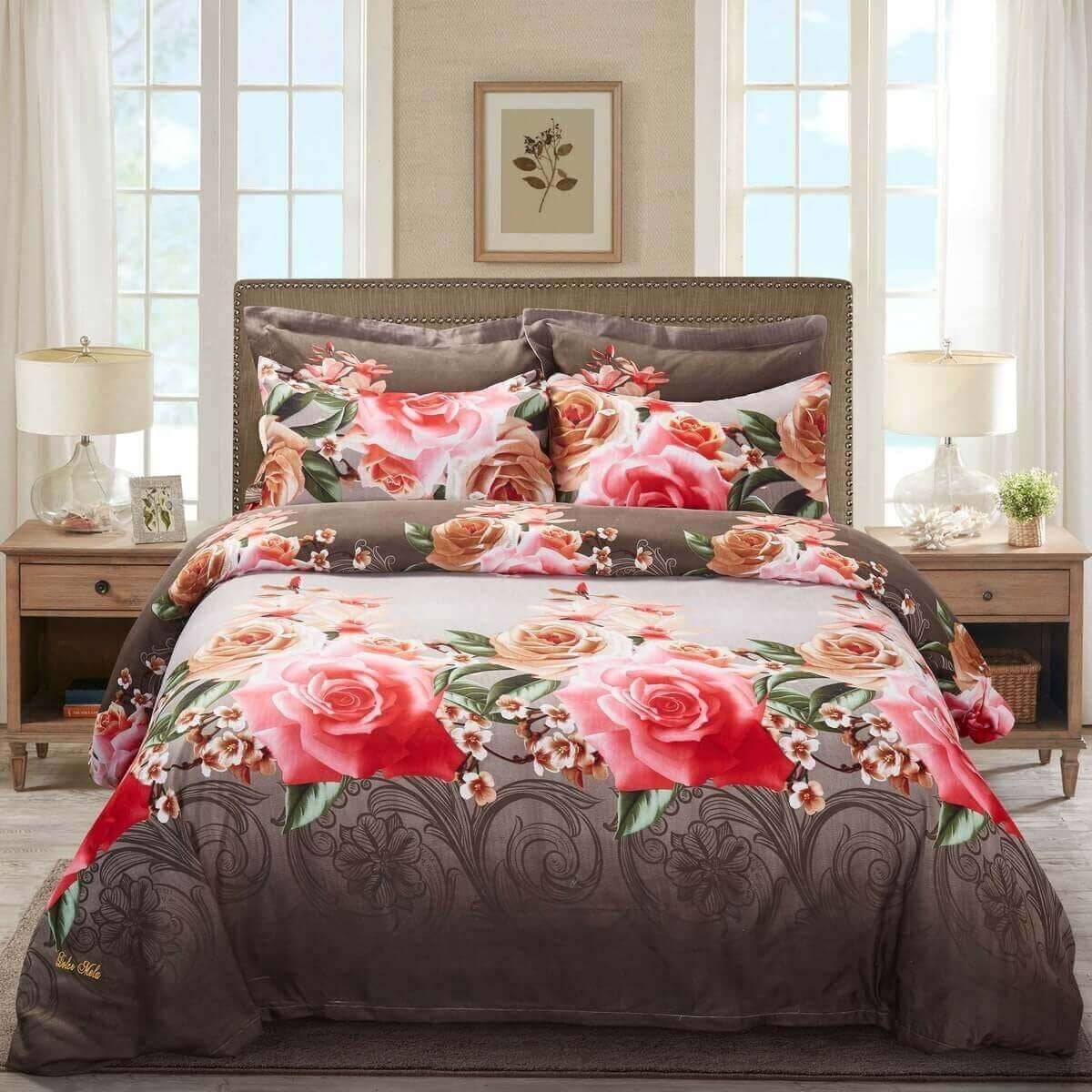 Dolce Mela DM701Q Floral Bedding Duvet Cover Set, Queen Size 
