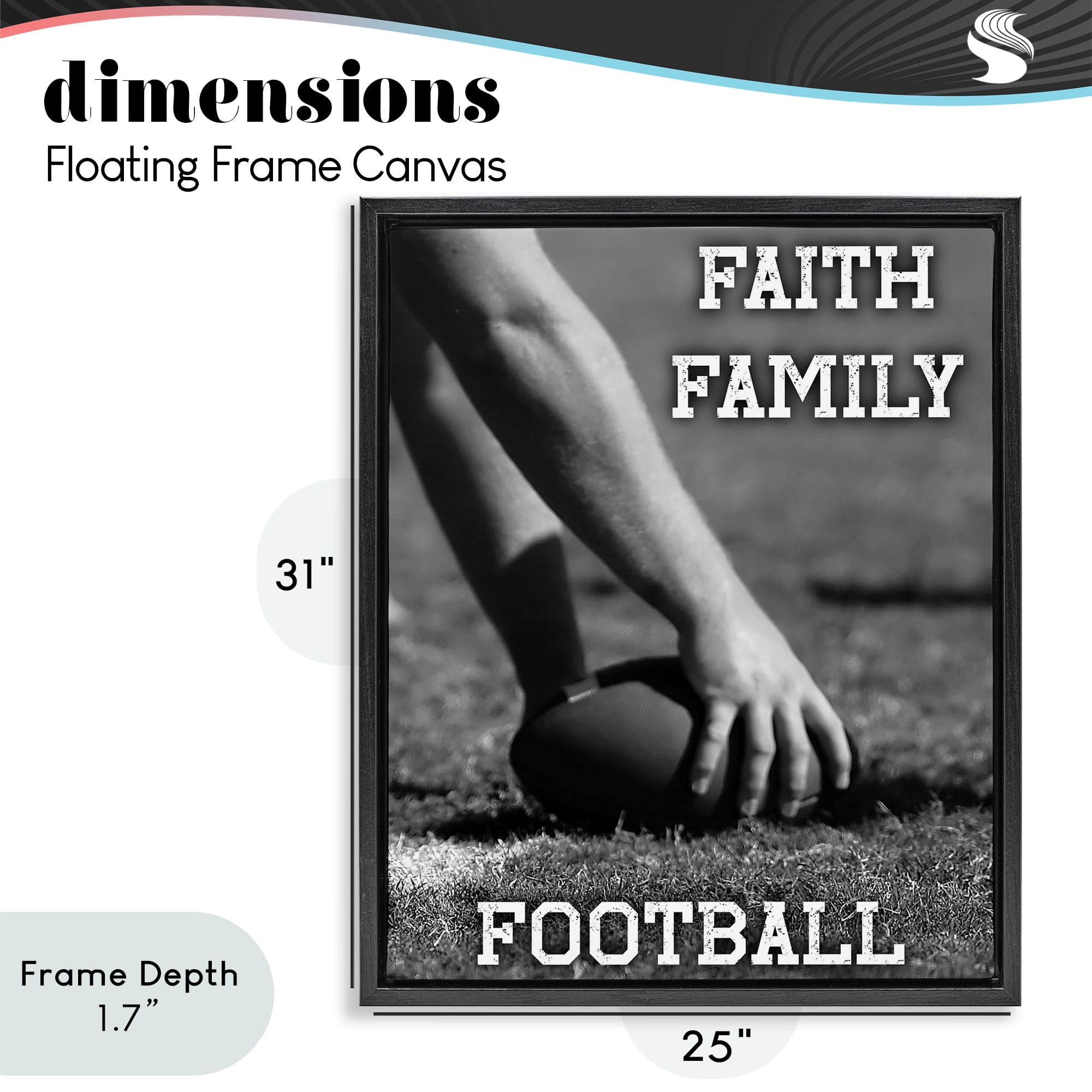 Stupell Industries Faith Family Football Hike Black Framed Floater Canvas Wall Art, design by Marcus Prime