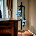 thumbnail image 3 of SILVERFEVER 5 Globes Turkish Mosaic Floor Lamp Tiffany Moroccan Art Home Decor Lantern Tall Lamps for Living Room Office Bedroom Blue Wave, 3 of 7