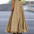 thumbnail image 2 of Fsqjgq Skirts for Women Cargo Skirt Khaki Womens Boho Skirt Vintage Knit Skirts for Women Womens Fashion Casual High Waist Fold A Dress Soild Vintage Loose Beach Wrap Maxi Long Skirt XL, 2 of 5