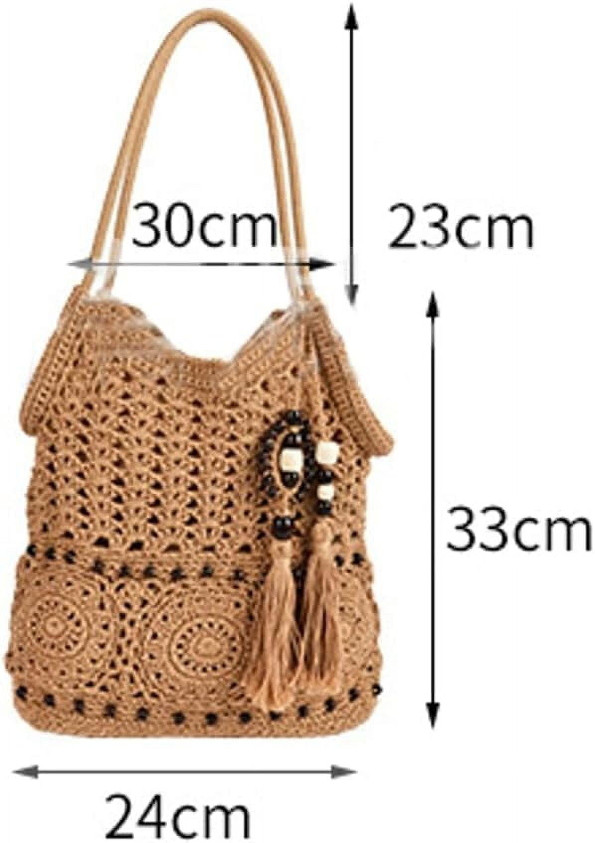 Crochet Hobo Bag for Women Boho Woven Beach Tote Handbags Bohemian Shoulder Purse with Tassels Summer Vacation 2025