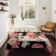 thumbnail image 4 of Flower Stripes Large Tapestry for Bedroom Wall Hanging Tapestry,Black White Geometric Pink Rose Floral Ceiling Backdrop Tapestries Poster Blanket Wall Decor for Teens Room Living Room Dorm 100" x 59", 4 of 8