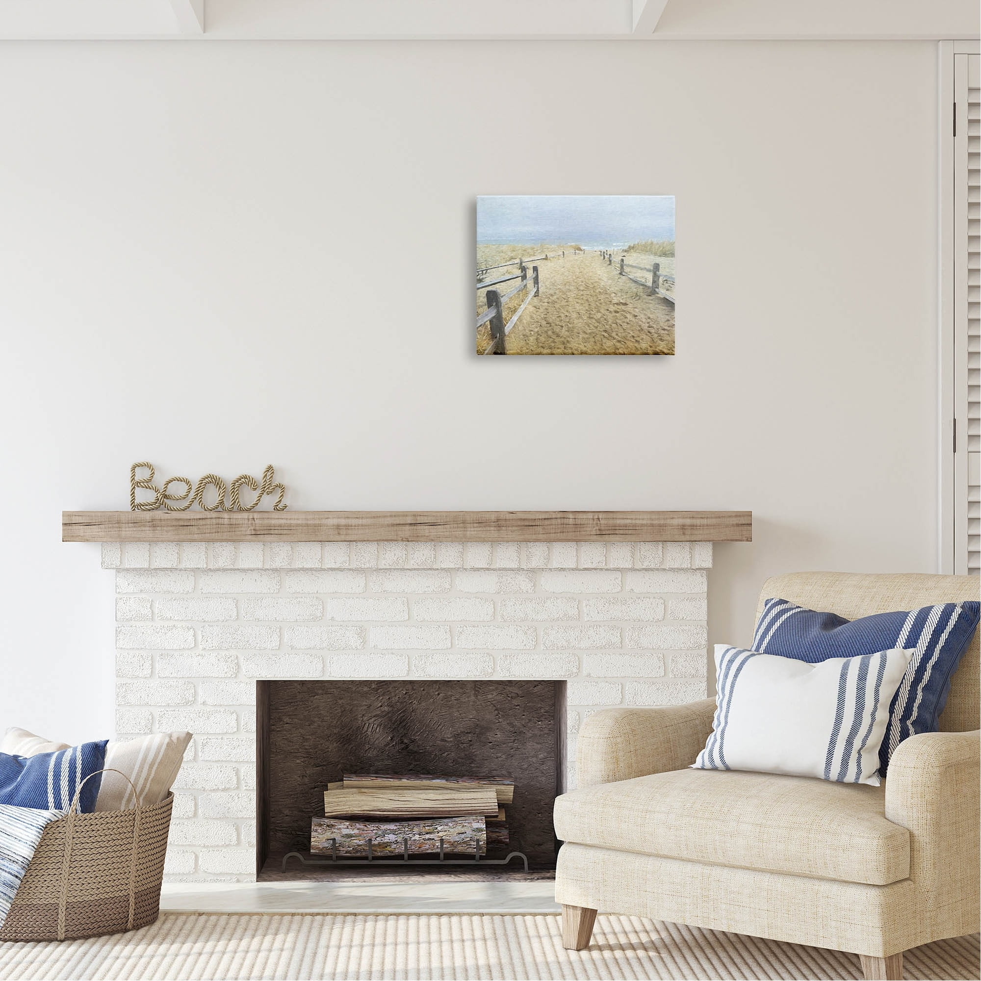 Stupell Industries Sandy Footprints Beach Boardwalk Coastal Painting Gallery Wrapped Canvas Print Wall Art