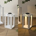 thumbnail image 6 of JONATHAN Y Leland Modern Industrial Integrated Indoor/Outdoor LED Solar Powered Lanterns, White (Set of 3), JYL2604B-3SET, 6 of 7