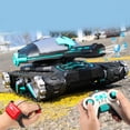 thumbnail image 4 of Coche cisterna de plástico RC, juguetes de bomba de agua de lanzamiento con luces, coche todoterreno, de giratorio de 360  degree para , 2 Mandos Azul Negro Baoblaze  Coche tanque RC, 4 of 8
