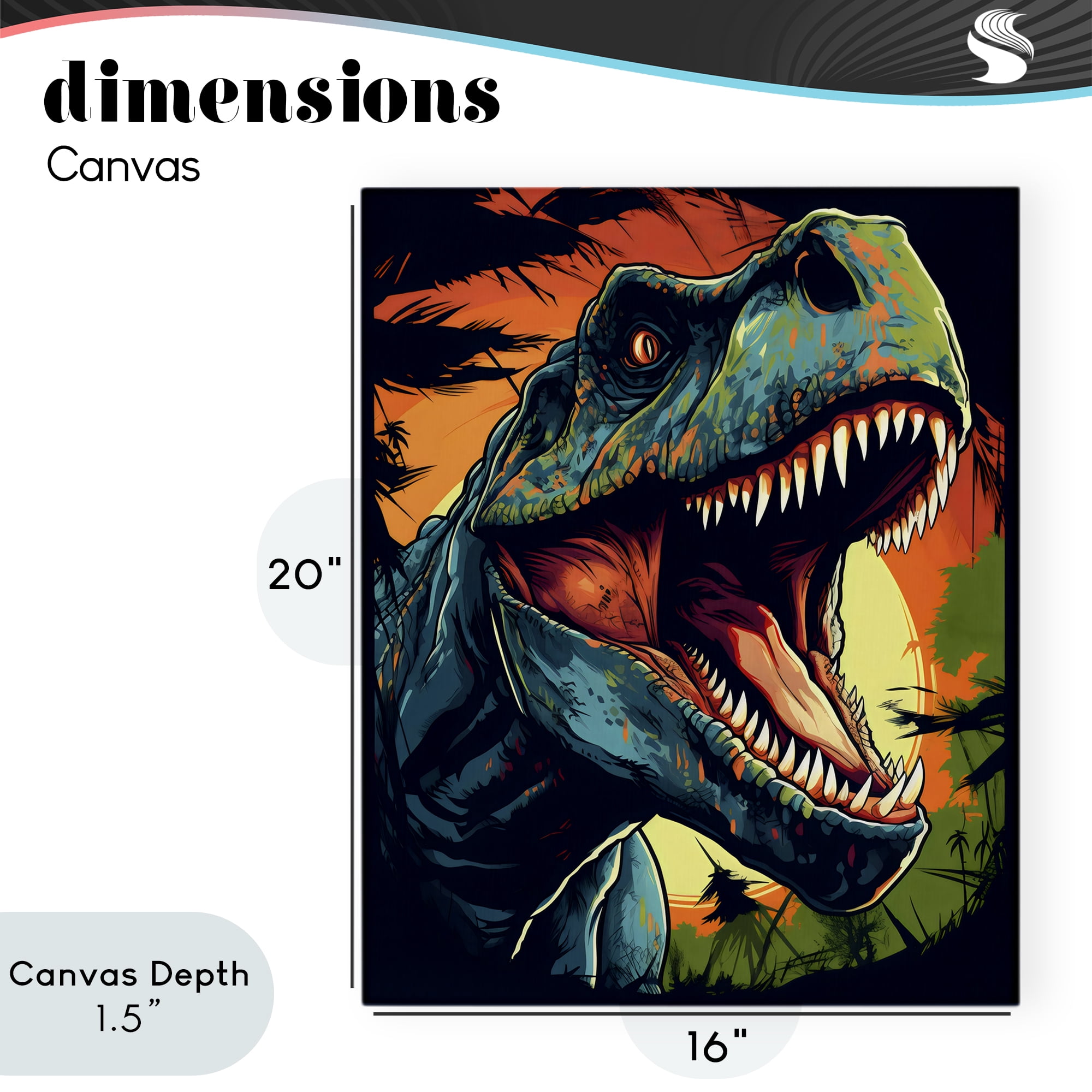 Stupell Industries Dino Roar at Sunset Canvas Wall Art, design by Creative Studio