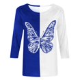 thumbnail image 3 of Hauts à Manches 3/4 pour Femmes Mode Féminine T-Shirt Imprimé Ample Blouse Mi-Longue à Manches 3/4 Col Rond Hauts Décontractés T-Shirts en Coton pour Femmes T-Shirts pour Femmes Mode, 3 of 7