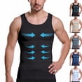thumbnail image 2 of Men Sleeveless Compression Body Shaper Tank Top Tummy Contour Undershirt with Back Support,Black,L, 2 of 4
