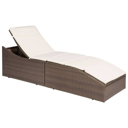 Beach Looking Furniture Adjustable Rattan Chaise Lounge Chair Poolside Couch Patio Beach Furniture Outdoor Sun Lounger ()