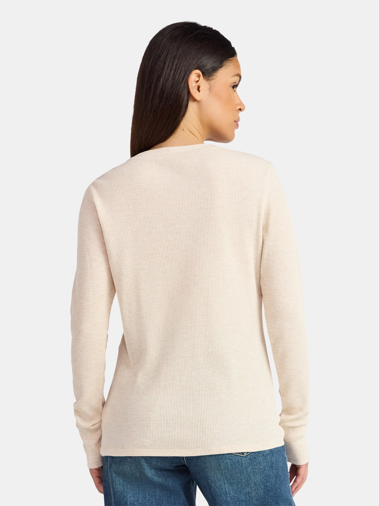 Time and Tru Women's Thermal Tee with Long Sleeves, Size XS-XXXL