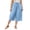 Sky Blue, variant on Wide Leg Plus Size Women's Culotte Pants Drawstring Elastic Waistband Casual Loose Fit Solid Color Lightweight Cropped Trousers