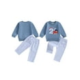 thumbnail image 2 of BemeyourBBs Toddler Baby 2nd Birthday Outfits Sweatshirt  Striped Pants 2 Pcs Set, 2 of 9