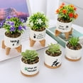 thumbnail image 5 of syligr Ceramic Planter Pot with Drainage Hole and Tray Funny Unique Hand Painted Design for Indoor Desktop Bonsai Cactus Flower Home Office Decoration Cute Gift Idea, 5 of 9