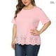 thumbnail image 2 of Sonducket Blusa de mujer Camiseta de manga corta con cuello Camiseta suelta informal para niña Prendas para la parte del cuerpo Rosa 3XL, 2 of 7