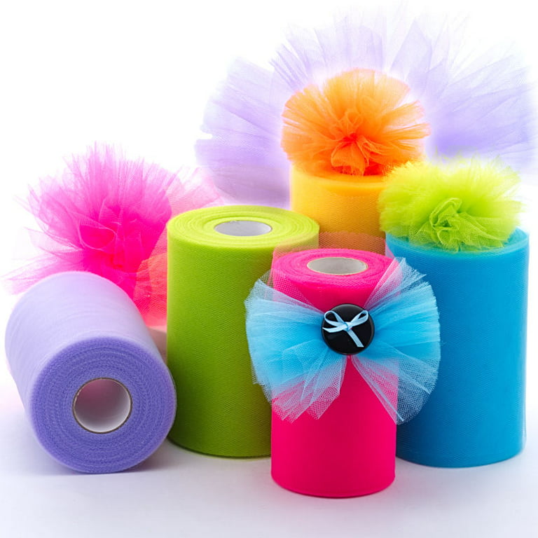 Craft and Party -6 x 25 Yards Tulle Roll Assorted Rainbow Colors