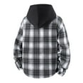 thumbnail image 5 of YueHuiYing Men Flannel Patchwork Fashion Plaid Hooded Button Long Sleeve Jacket Shirts, 5 of 9
