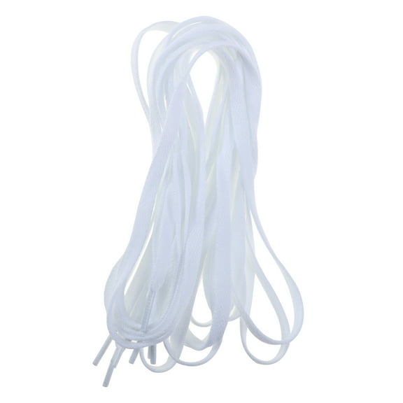 DEEPCRAFF 2Pairs White Flat Polyester Shoelaces for Simple Design and Comfort