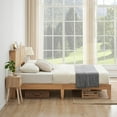 thumbnail image 4 of Twister.CK King Size Rattan Bed Frame with LED Lights, Bohemian Platform Bed Frame with Headboard, Solid Wood Foundation with Silent Slats,No Box Spring Needed, 4 of 8