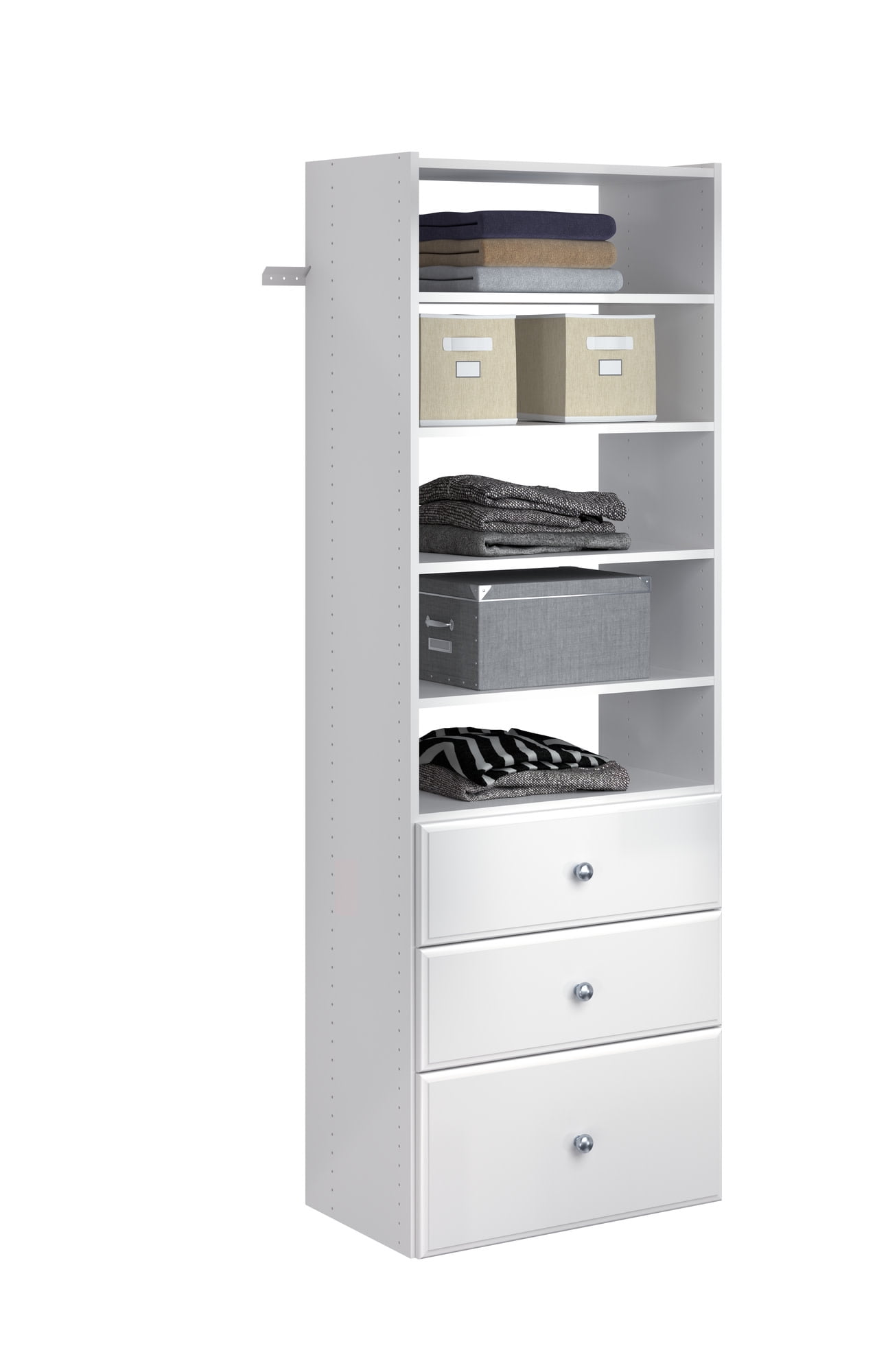 Easy Track Premium Tower Closet Organizer with Shelves & Drawers, Weathered Grey