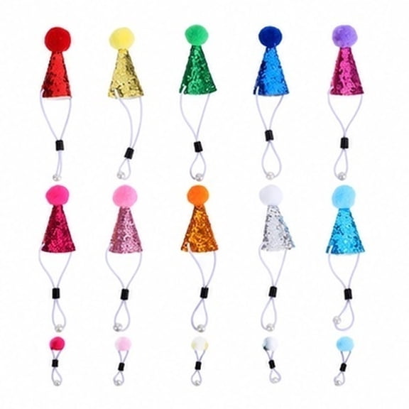 LOLIPPYY 20Pcs Small Pet Birthday Hats with Pompom for Dog Cat Party Accessories