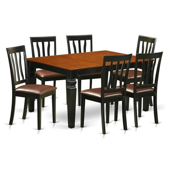 Atlin Designs 7-piece Wood Kitchen Table Set in Black/Cherry