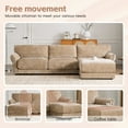 thumbnail image 6 of 110" Modular Sectional Sofa with Charging Station, L-Shaped Chenille Cloud Couch with Extra-Wide Seat and Moveable Ottoman for Living Room, Khaki, 6 of 10