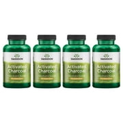 Swanson Activated Charcoal - Natural Supplement Supporting Healthy Absorption - Helps w/ Bloating & Maintaining Bowel Regularity - (120 Capsules, 520mg per Serving) (4 Pack)