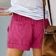 thumbnail image 3 of Pantalones cortos cómodos con cordón y cintura elástica para mujer - Pantalones holgados de color liso con bolsillos - Ropa informal de verano de poliéster, 3 of 6