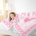 thumbnail image 3 of Manfei Pink Letter N Bow Full Size Comforter Sets, Cute Love Heart Bedding Sets for Girls Women, Pink Reversible, 3-Piece, 3 of 6