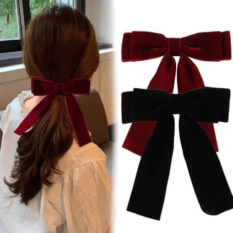 Elegant Red Bow Hair Clip. Christmas Red Bow Hair Accessories. ? Red Grosgrain Hair Bow, Brigitte Hair Bow Barrette, Bright  main image 4