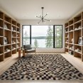 thumbnail image 2 of ODIKA 9'x12' Washable Area Rug Tan Navy Teal Contemporary Grid Layout Symmetrical Balance Decorative for Dining Room, Basement, Large Office, Non-Slip Chair-Friendly, 2 of 7
