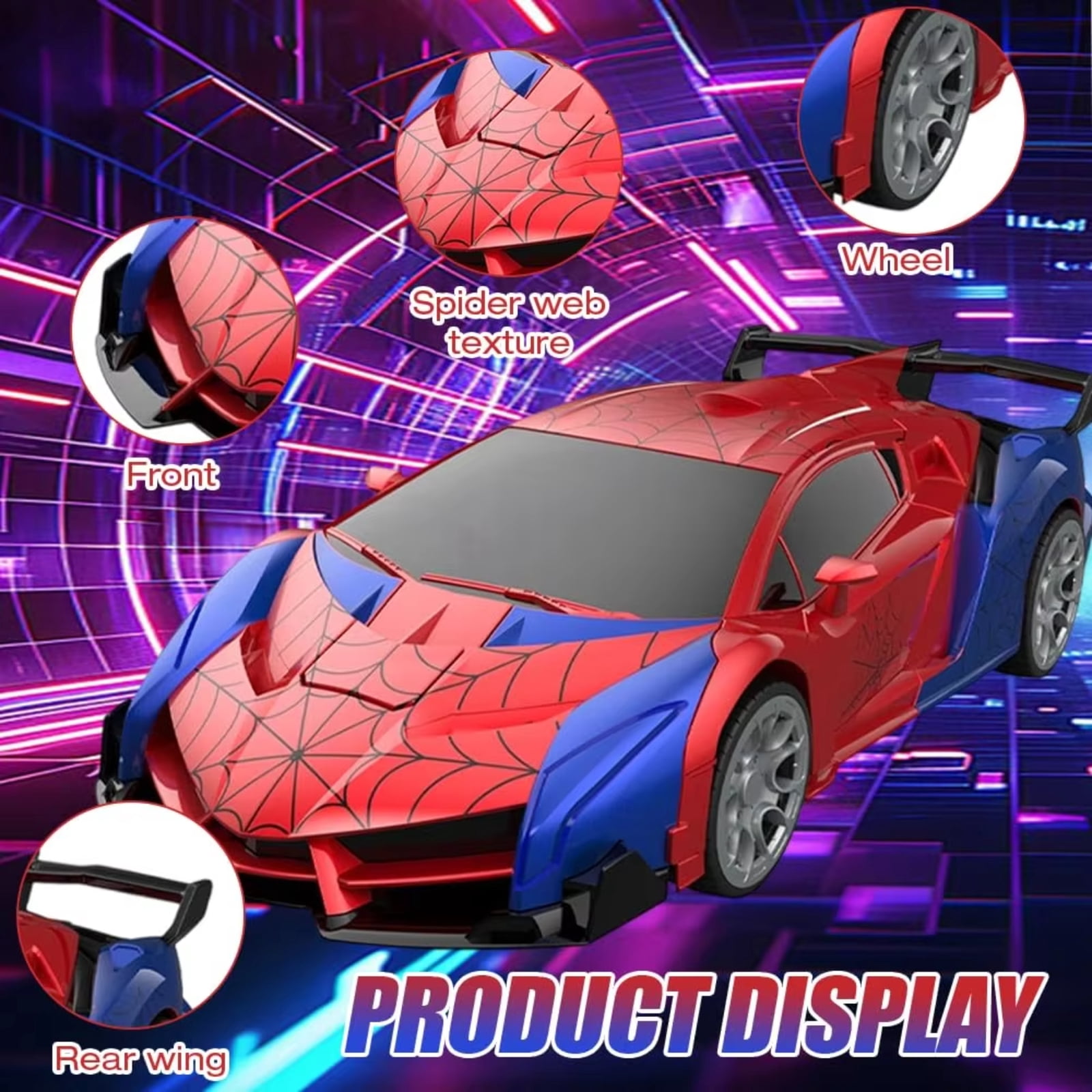 Remote Control Car Spider 2-in-1 Transforming Robot Toy, 1:18 Scale 2.4GHz RC Vehicle with 360° Rotation and LED Lights, Gift for Boys Ages 3-12