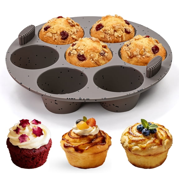 CAKETIME Silicone Muffin Pan for Air Fryer, Easy To Handle for Baking Egg Bites Molds Nonstick 1 Pack