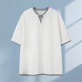 thumbnail image 2 of Leey-World Men's V Neck Knit Shirts Short Sleeve Sweater Shirt Casual Ribbed Pullover T Shirt T-Shirts for Men(White,L), 2 of 9