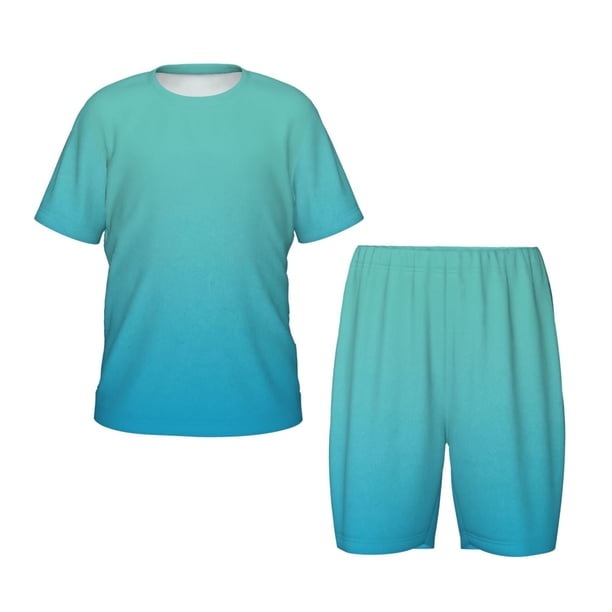 Balery Teal Turquoise Conjunto de Pijama Infantil de Manga Corta con Estampado – Ropa de Dormir de Algodón Suave-4X-Large