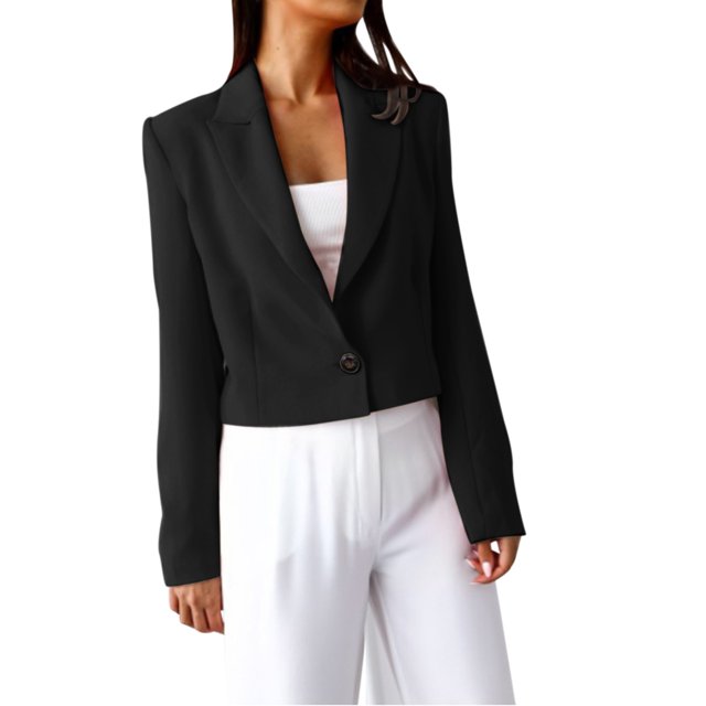 Veste de Travail Décontractée à Manches Longues pour Femmes, Col à Revers, Boutons, Coupe Ample