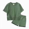 thumbnail image 2 of NIEWTR Baby Girl Clothes Bubble Sleeve Embroidery T-shirt Tops Ruffle Stripe Shorts 2Pcs Toddler Girl Summer Outfit 6 12 18 24M 2T 3T 4T(Green,12-24 Months), 2 of 5