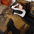 thumbnail image 4 of Manfei Rustic Wolf Checkered 7-Piece Twin Bedding,Classic Pine Plaid Bedding Comforter Set,Brown,Black Reversible, 4 of 7
